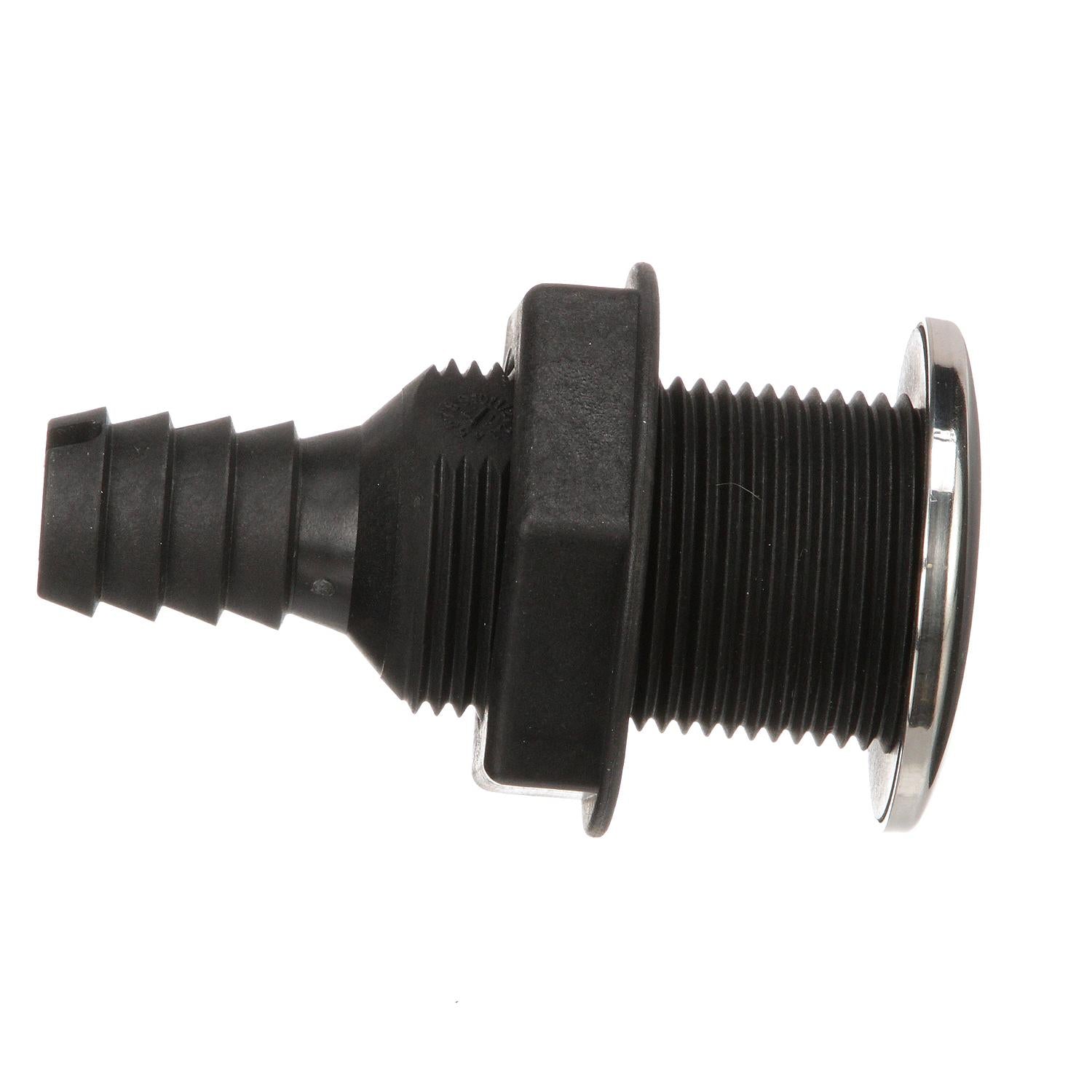 Covered Thru-Hull Fitting w/ Stainless-Steel Flange, For 3/4in Hose