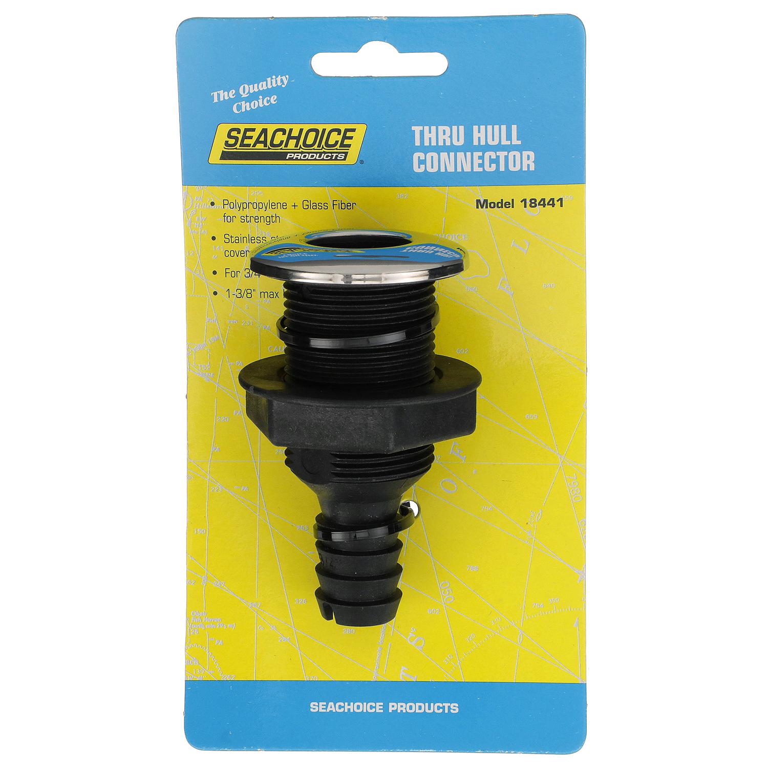 Covered Thru-Hull Fitting w/ Stainless-Steel Flange, For 3/4in Hose