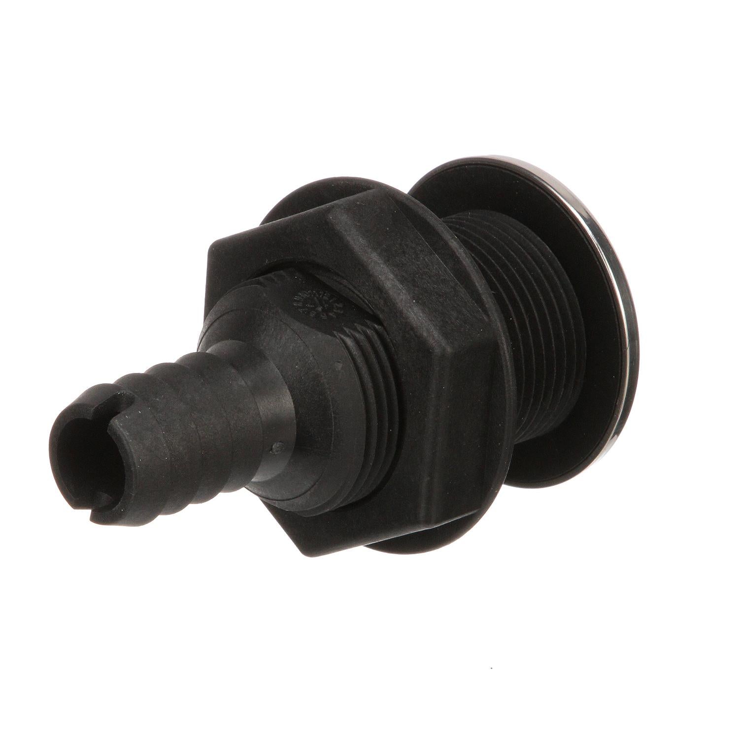 Covered Thru-Hull Fitting w/ Stainless-Steel Flange, For 3/4in Hose