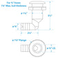 90º Thru-Hull Connector, Fits 3/4 In. ID Hose, 1-3/8 In. Max Hull, White
