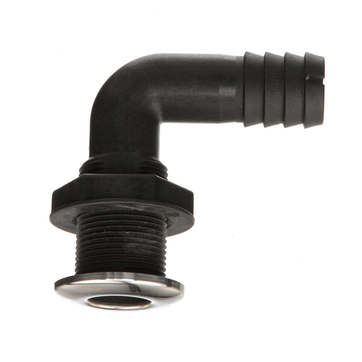 90º Thru-Hull Connector, Fits 1-1/8 In. ID Hose, 1-3/8 In. Max Hull