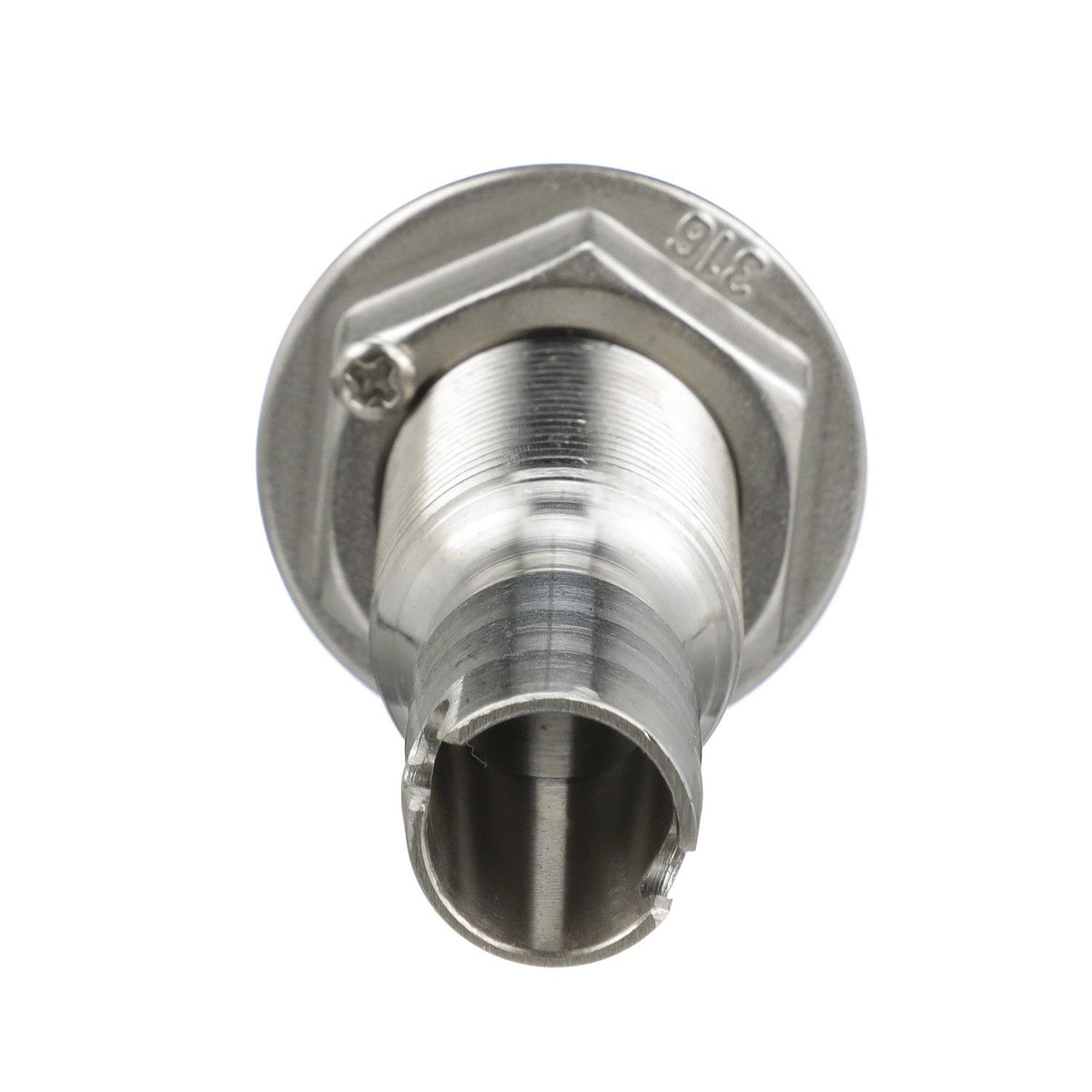 Mega-Flow SS Dripless Thru Hull Fitting, Fits 5/8in Hose, 1-1/2in Max Hull