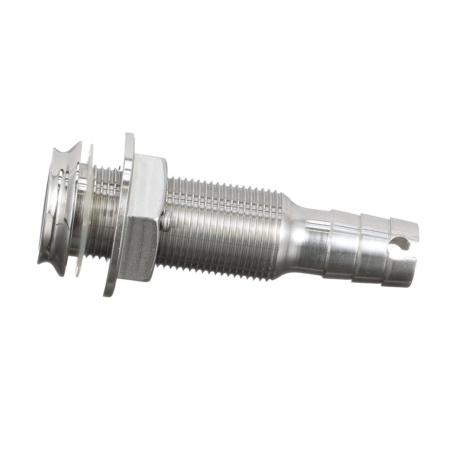 Mega-Flow SS Dripless Thru Hull Fitting, Fits 5/8in Hose, 1-1/2in Max Hull