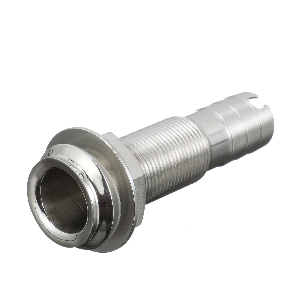 Mega-Flow SS Dripless Thru Hull Fitting, Fits 3/4in Hose, 1-1/2in Max Hull