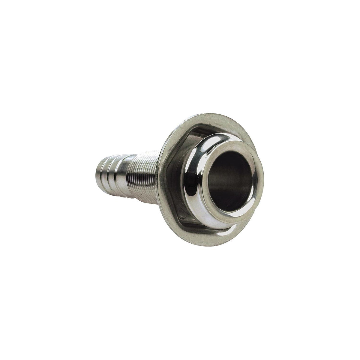 Mega-Flow SS Dripless Thru Hull Fitting, Fits 3/4in Hose, 1-1/2in Max Hull