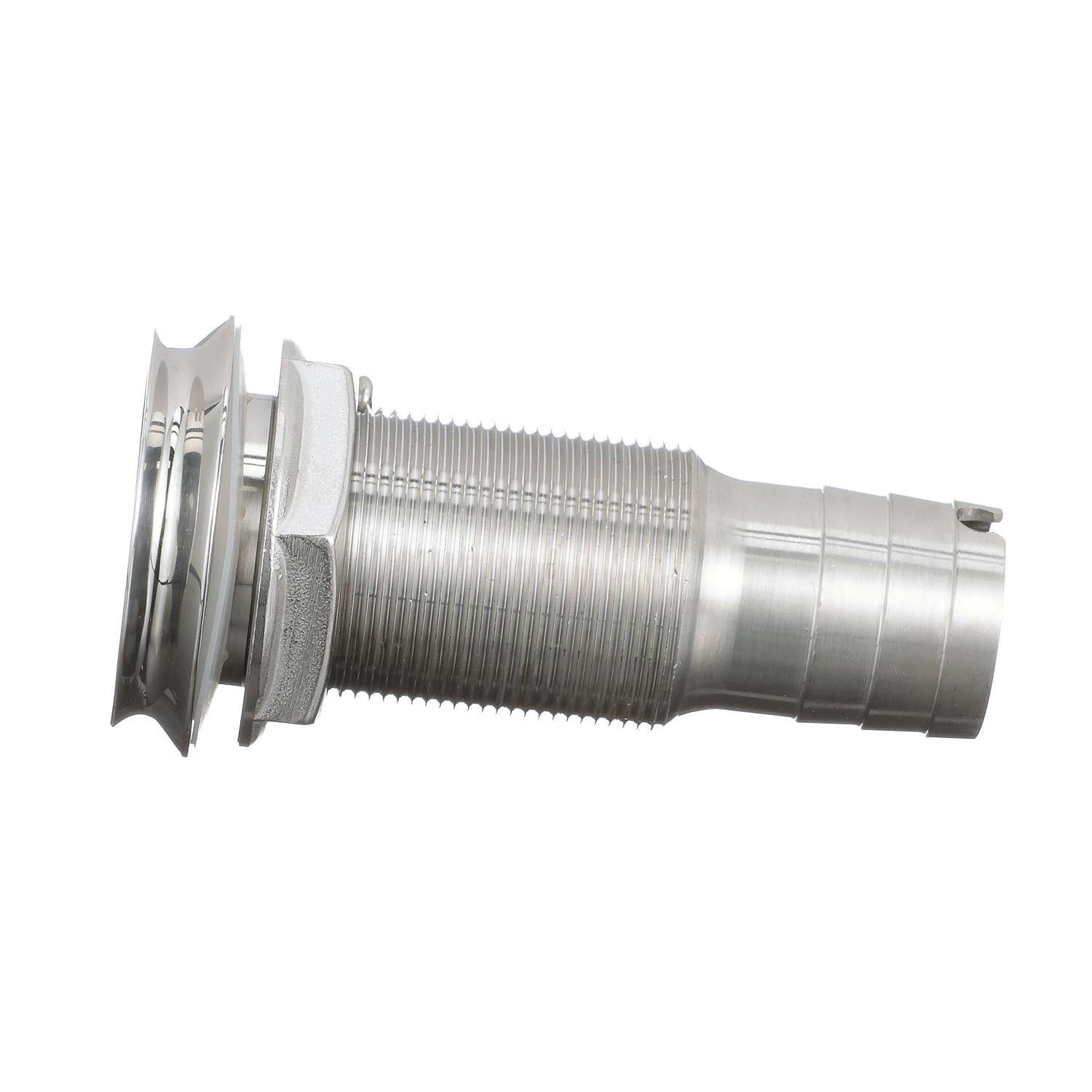 Mega-Flow SS Dripless Thru Hull Fitting, Fits 1in Hose, 1-1/2in Max Hull