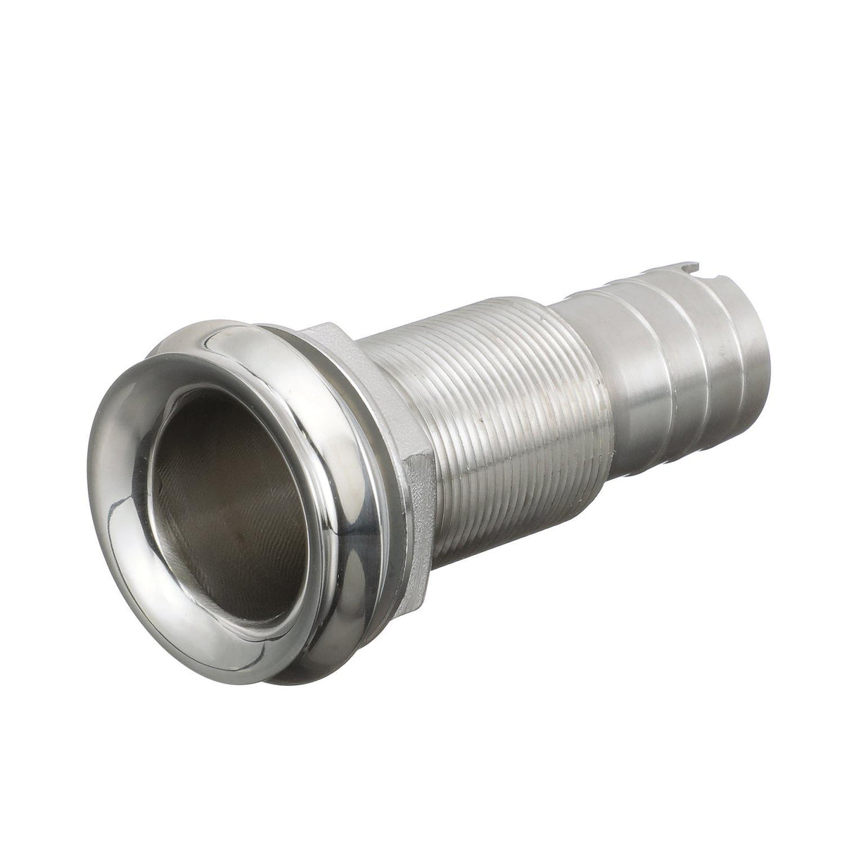 Mega-Flow SS Dripless Thru Hull Fitting, Fits 1in Hose, 1-1/2in Max Hull