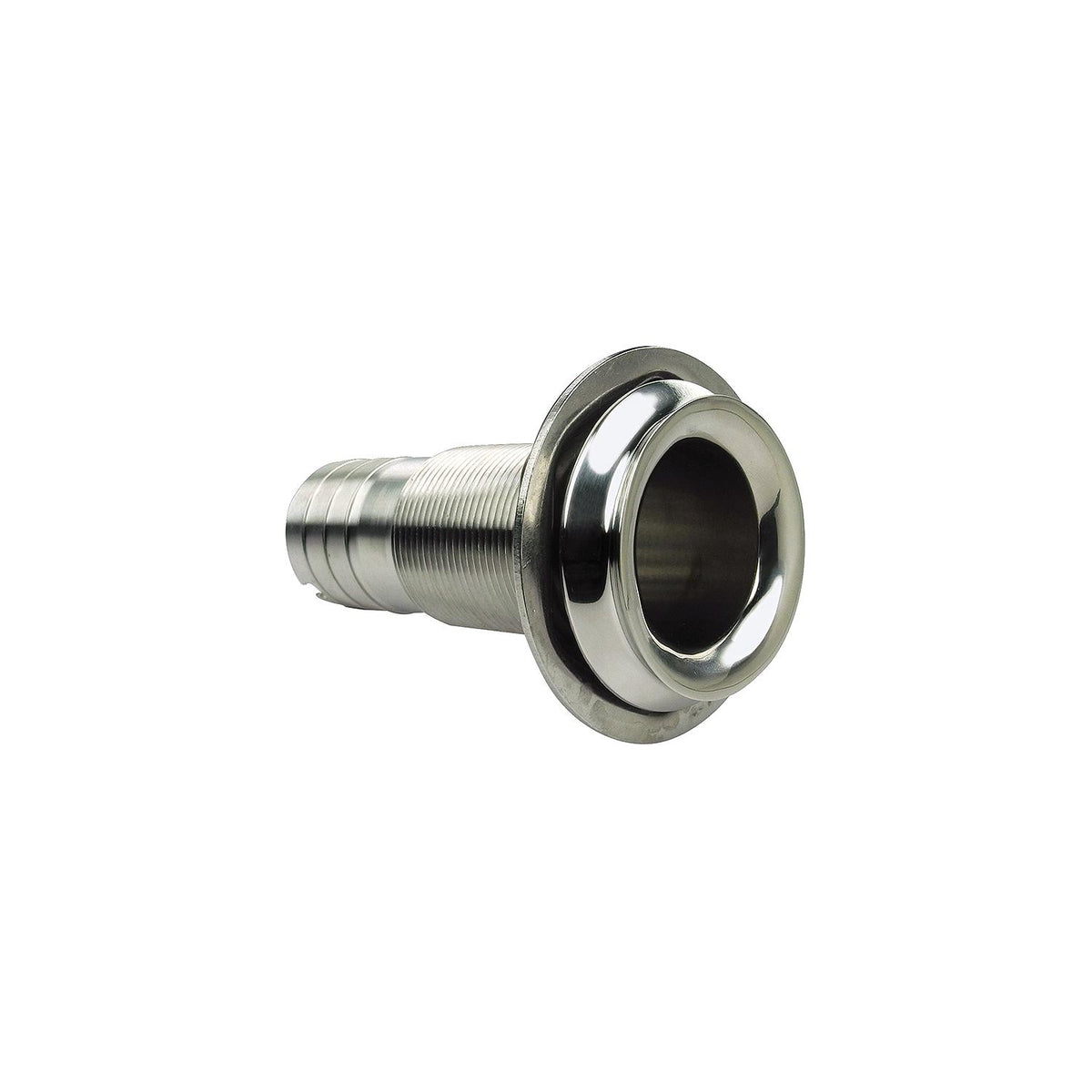 Mega-Flow SS Dripless Thru Hull Fitting, Fits 1in Hose, 1-1/2in Max Hull