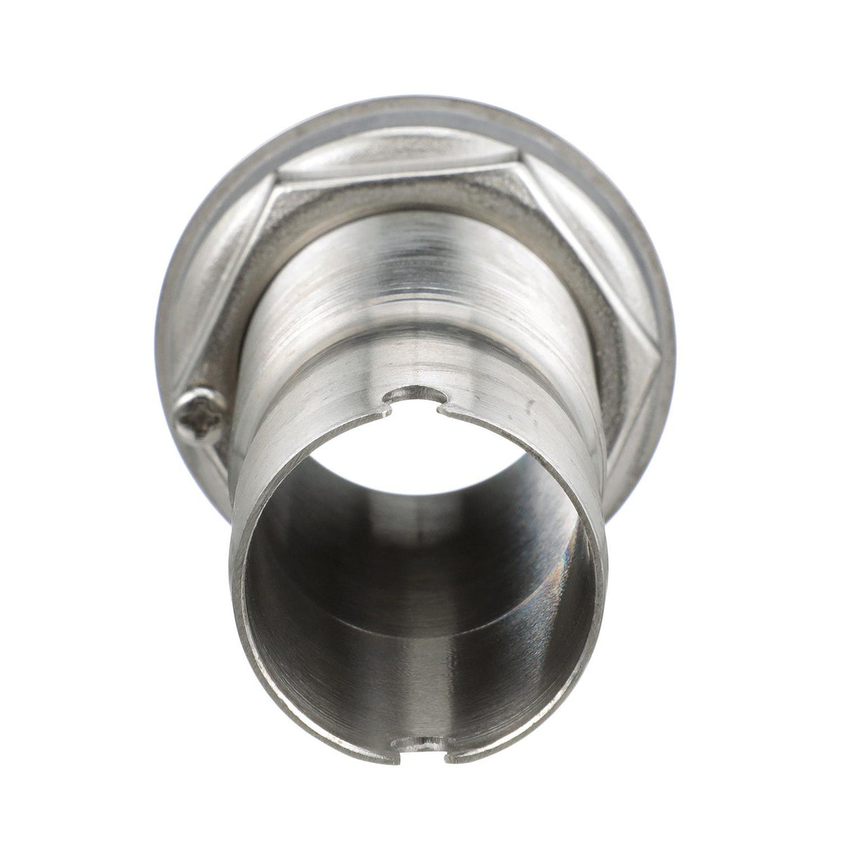 Mega-Flow SS Dripless Thru Hull Fitting, Fits 1-1/8in Hose, 1-1/2in Max. Hull