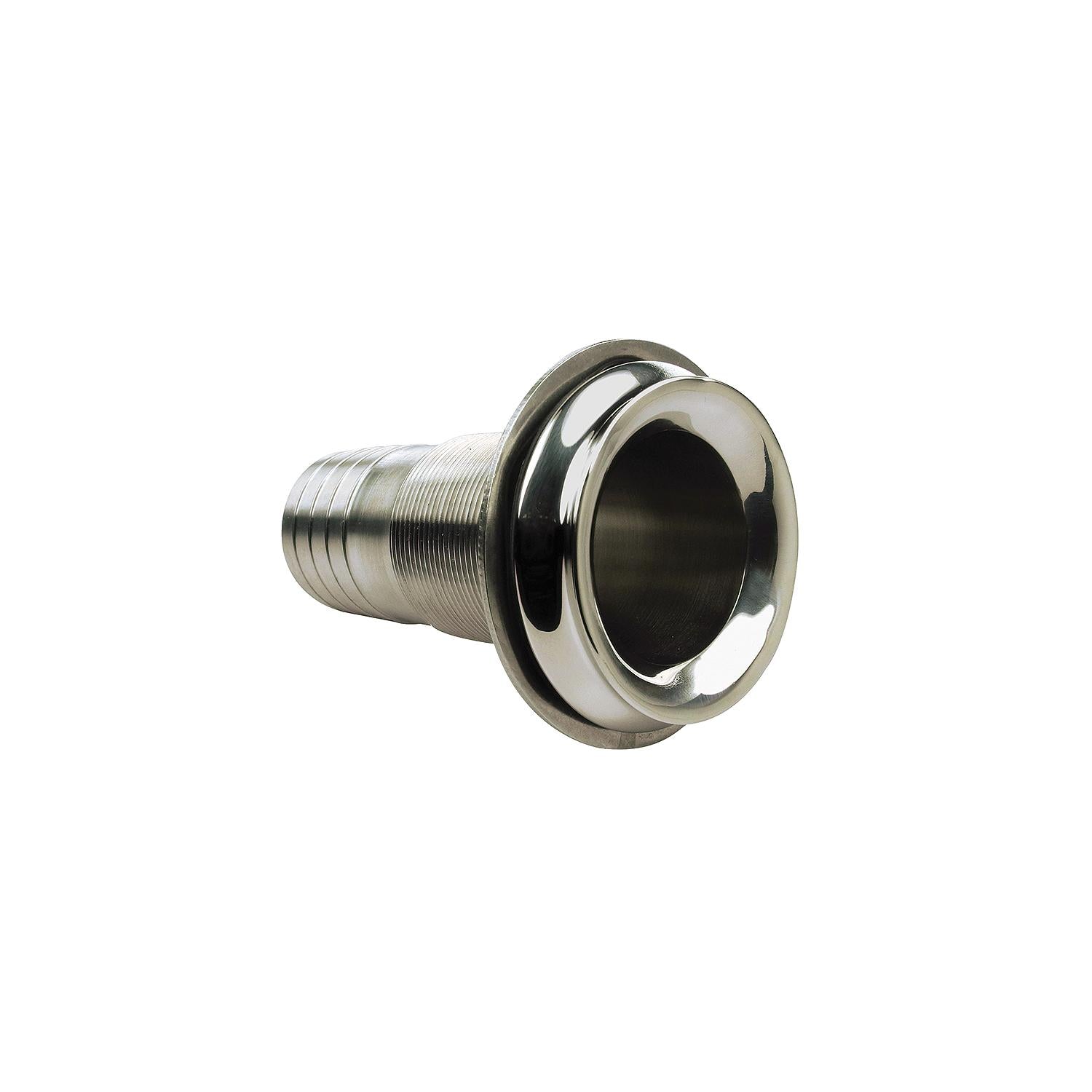 Mega-Flow SS Dripless Thru Hull Fitting, Fits 1-1/2in Hose, 1-1/2in Max. Hull