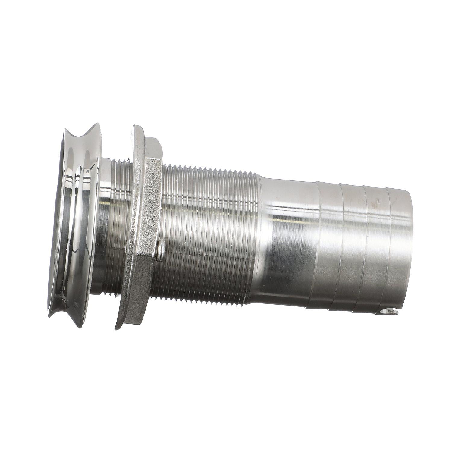 Mega-Flow SS Dripless Thru Hull Fitting, Fits 1-1/2in Hose, 1-1/2in Max. Hull