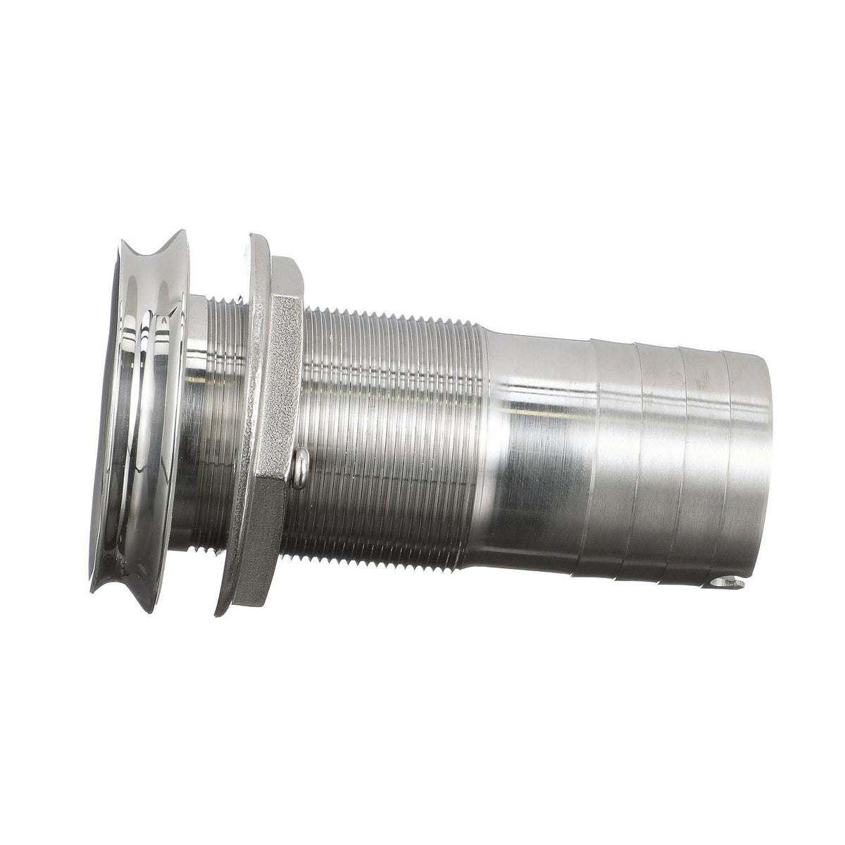 Mega-Flow SS Dripless Thru Hull Fitting, Fits 1-1/2in Hose, 1-1/2in Max. Hull