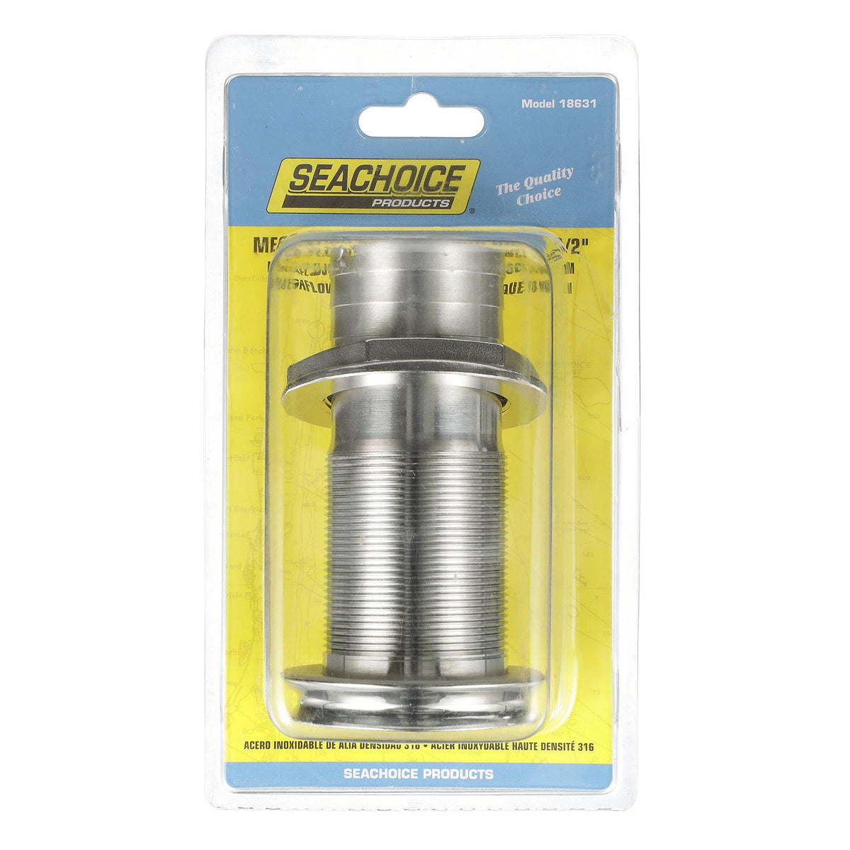 Mega-Flow SS Dripless Thru Hull Fitting, Fits 1-1/2in Hose, 1-1/2in Max. Hull