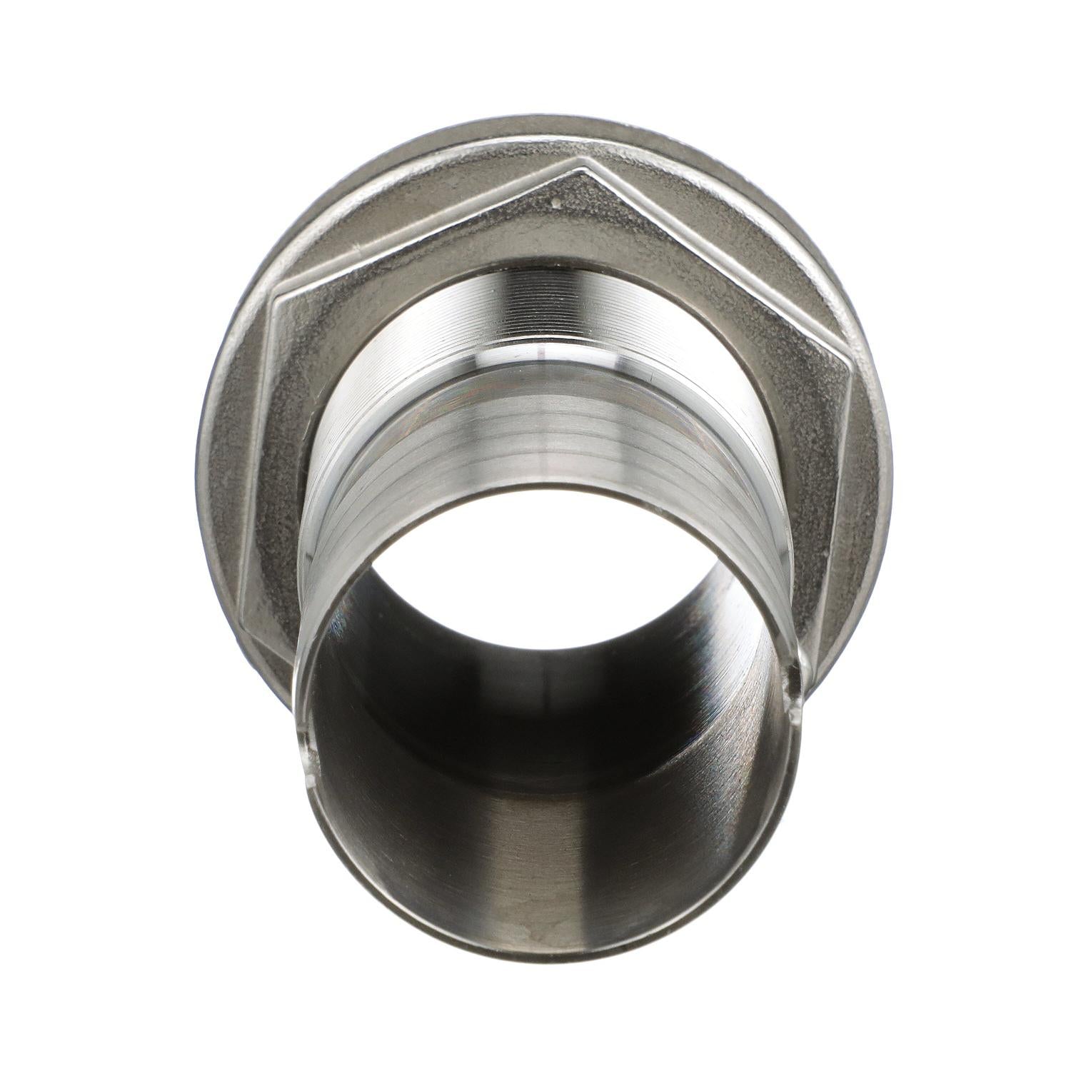 Mega-Flow SS Dripless Thru Hull Fitting, Fits 1-1/2in Hose, 1-1/2in Max. Hull