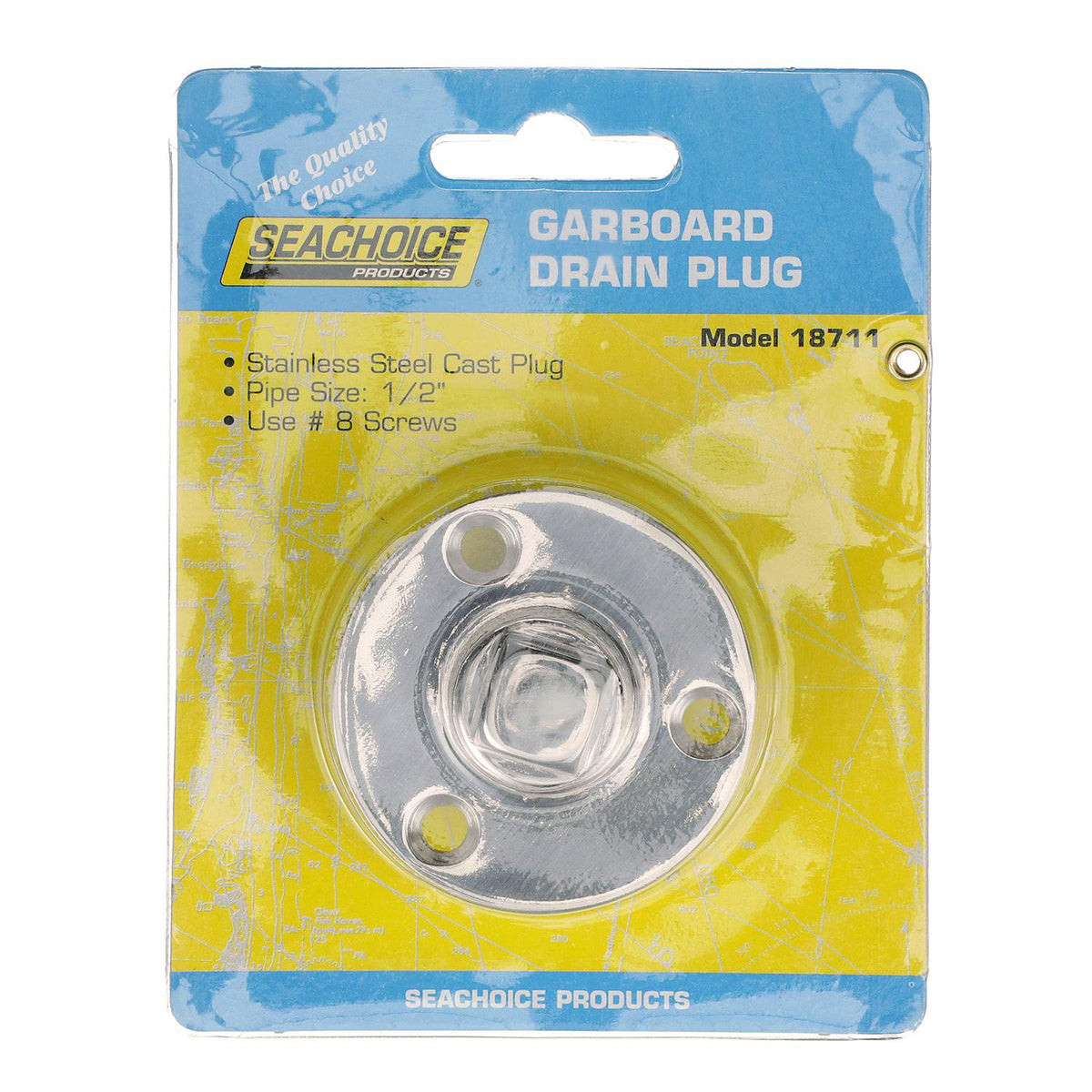 Garboard Drain Plug, Stainless Steel, Fits 1/2in Pipe, Includes Flange & Plug
