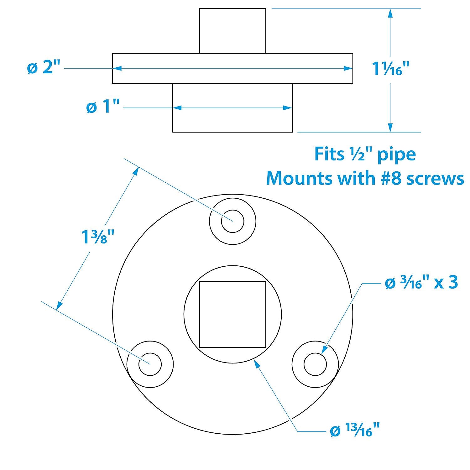 Garboard Drain Plug, Stainless Steel, Fits 1/2in Pipe, Includes Flange & Plug