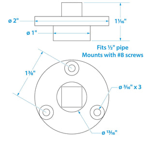 Garboard Drain Plug, Stainless Steel, Fits 1/2in Pipe, Includes Flange & Plug