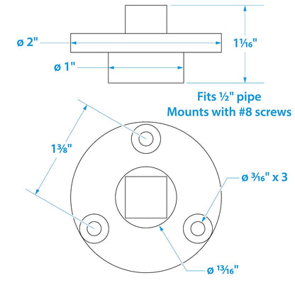 Garboard Drain Plug, Stainless Steel, Fits 1/2in Pipe, Includes Flange & Plug