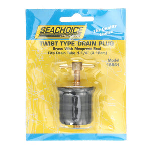 Twist-Turn 1.25 In. Marine Boat Brass Drain Plug w/ Neoprene Seal