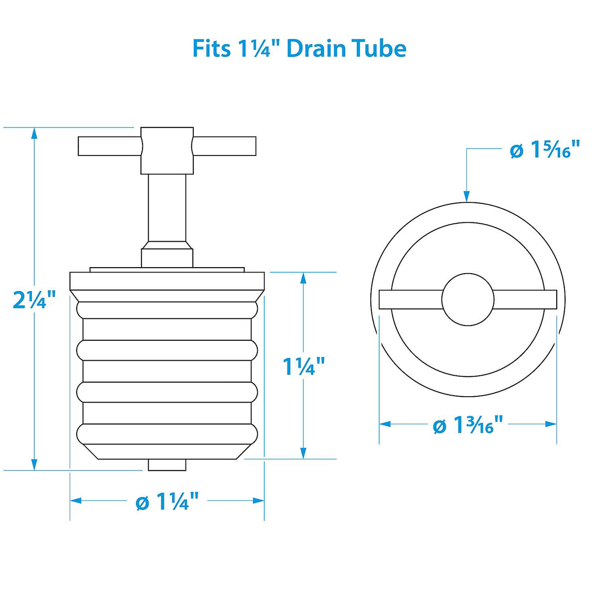 Twist-Turn 1.25 In. Marine Boat Brass Drain Plug w/ Neoprene Seal