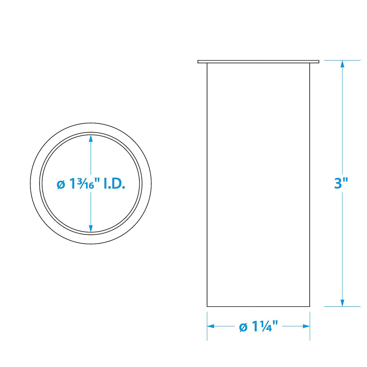 3in Brass Drain Tube, 1.25in Diameter