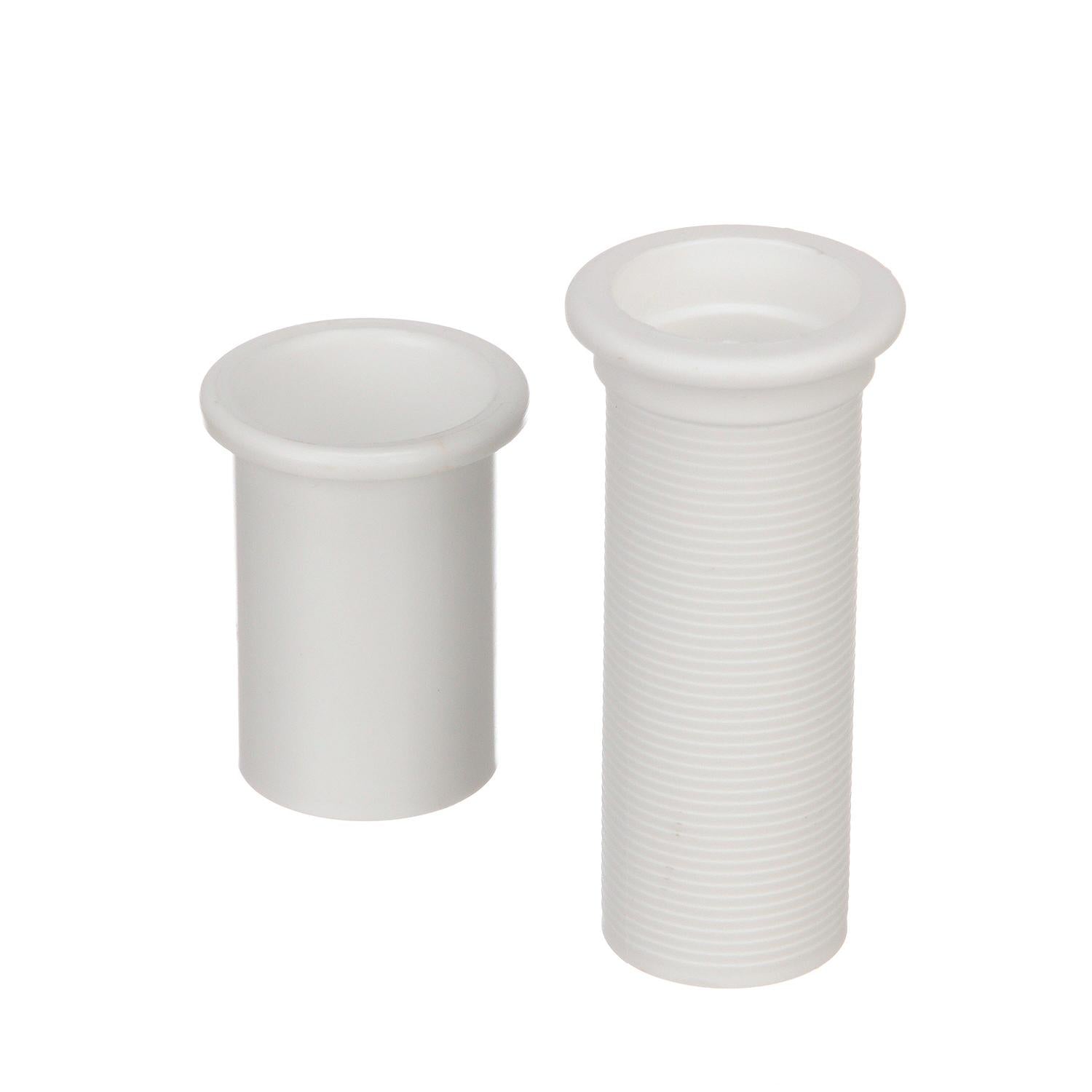 Adjustable Splashwell Drain Tube, Fits 1-1/4in Opening, White Plastic
