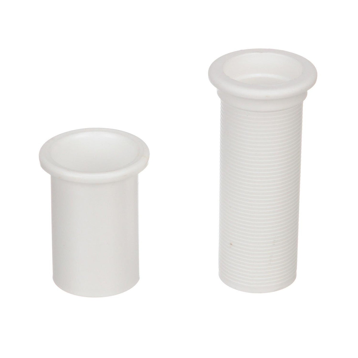 Adjustable Splashwell Drain Tube, Fits 1-1/4in Opening, White Plastic