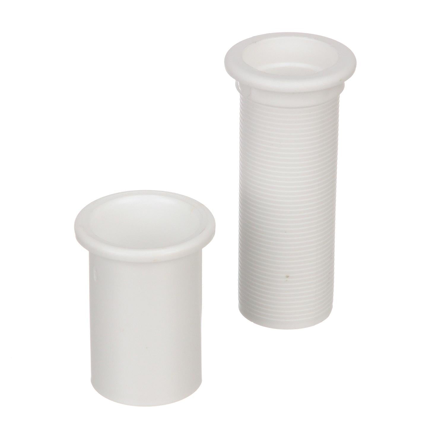 Adjustable Splashwell Drain Tube, Fits 1-1/4in Opening, White Plastic