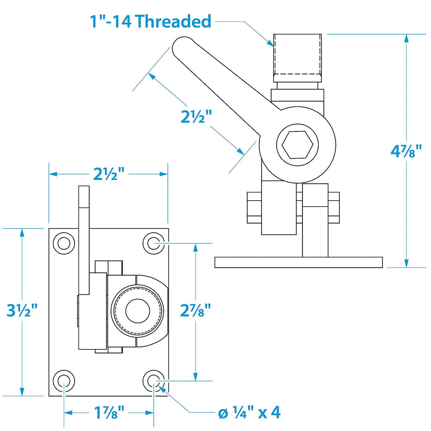 Antenna 4-Way Ratchet Mount w/ Heavy-Duty Handle