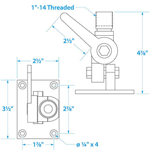 Antenna 4-Way Ratchet Mount w/ Heavy-Duty Handle