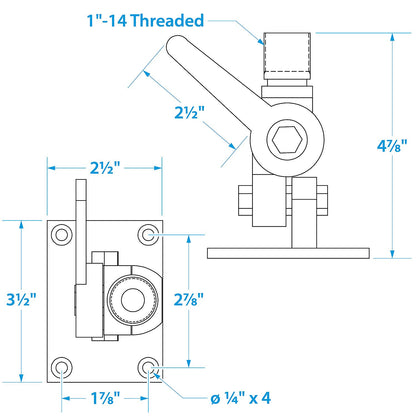 Antenna 4-Way Ratchet Mount w/ Heavy-Duty Handle