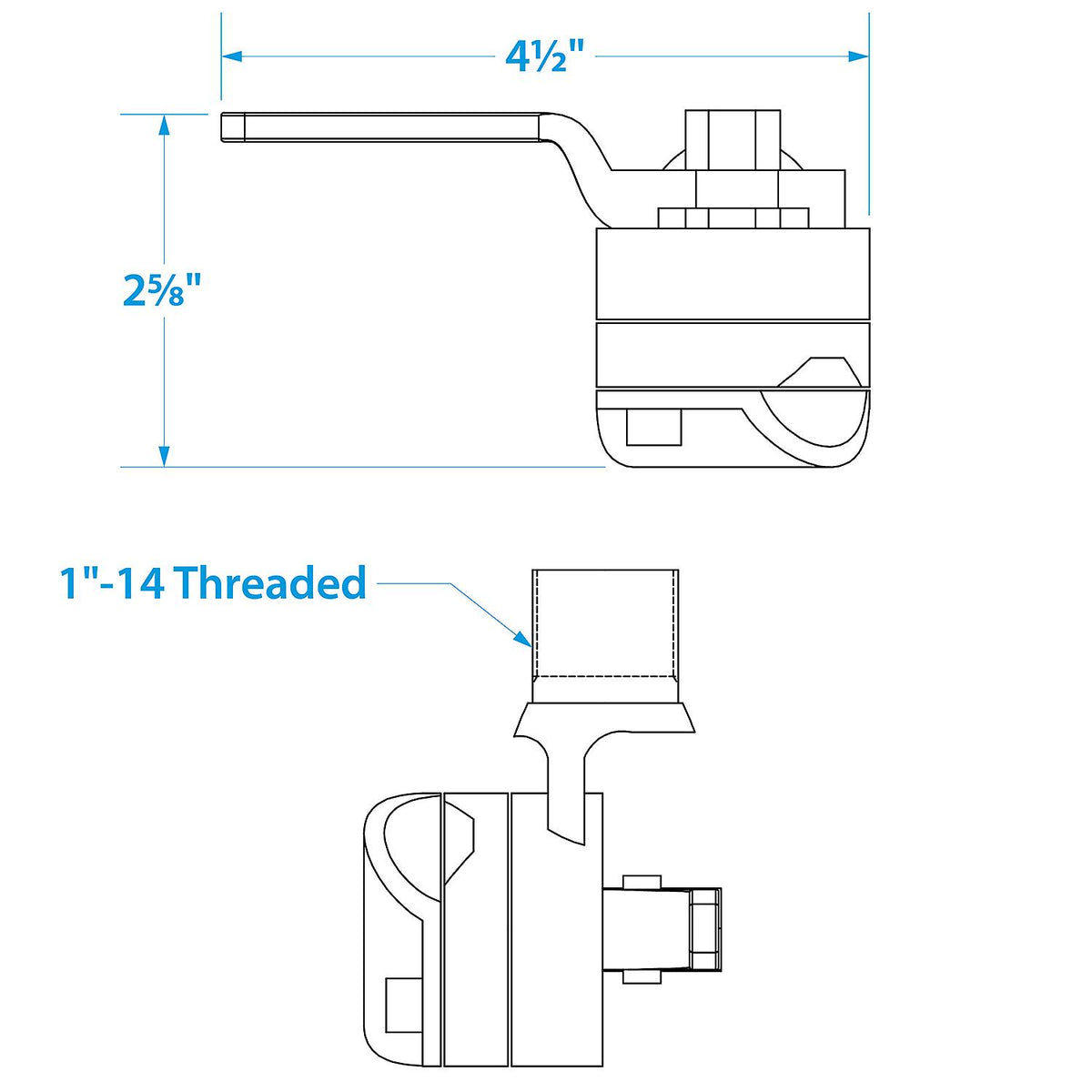 Antenna Rail Ratchet Mount w/ Heavy-Duty Handle, Stainless Steel