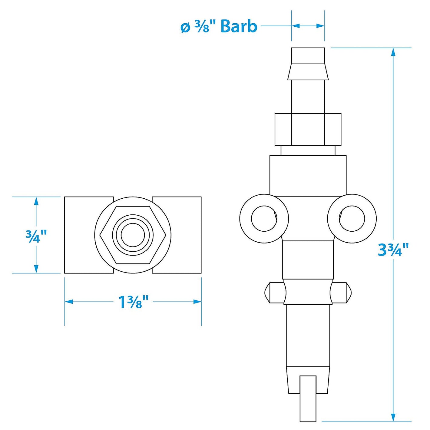 Fuel Connector for Tank & Engine, Fits: Mercury, 3/8in