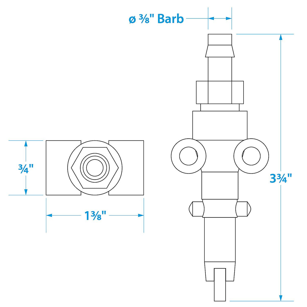Fuel Connector for Tank & Engine, Fits: Mercury, 3/8in