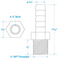 Brass Male Hose Barb, 1/4in  x 1/4in NPT