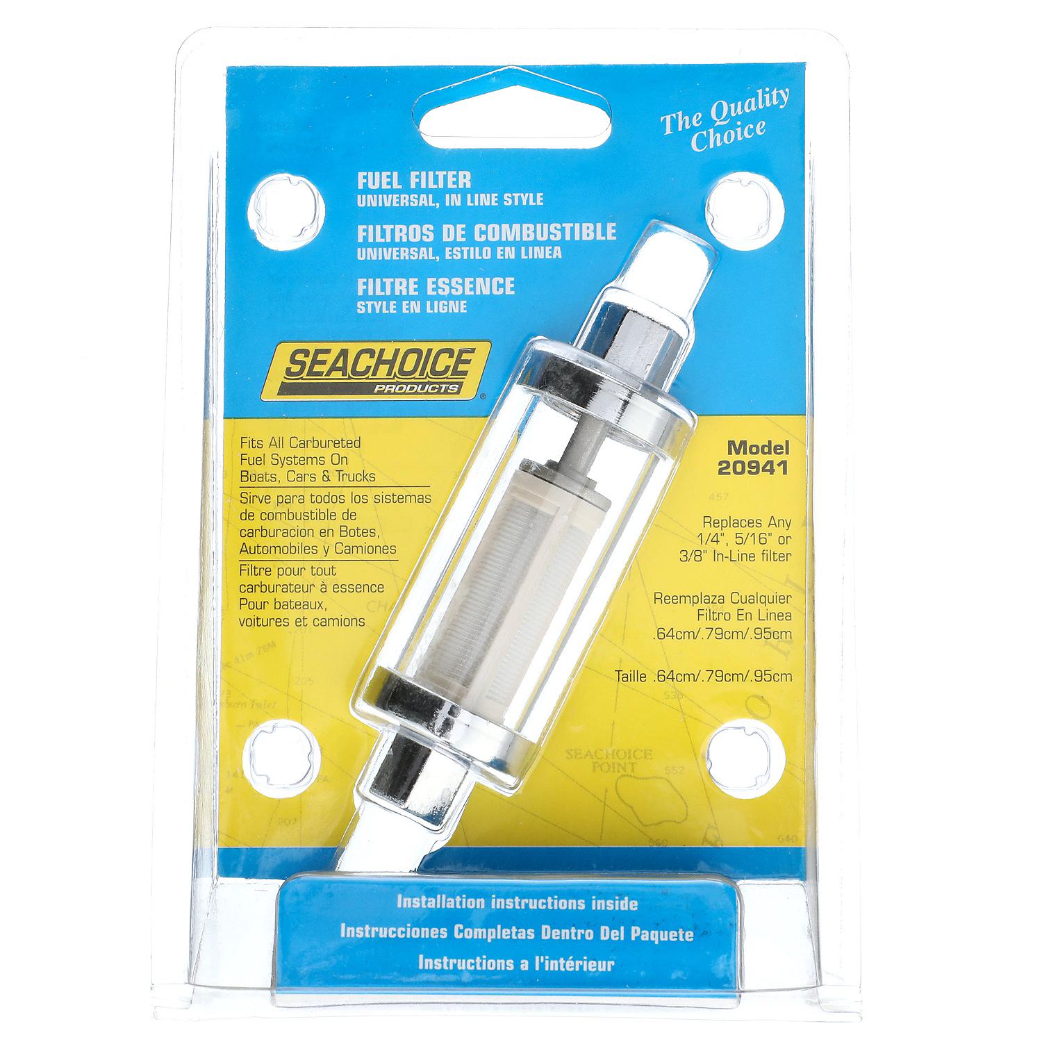 in-Line Fuel Filter, Clear Body, Universal Fit