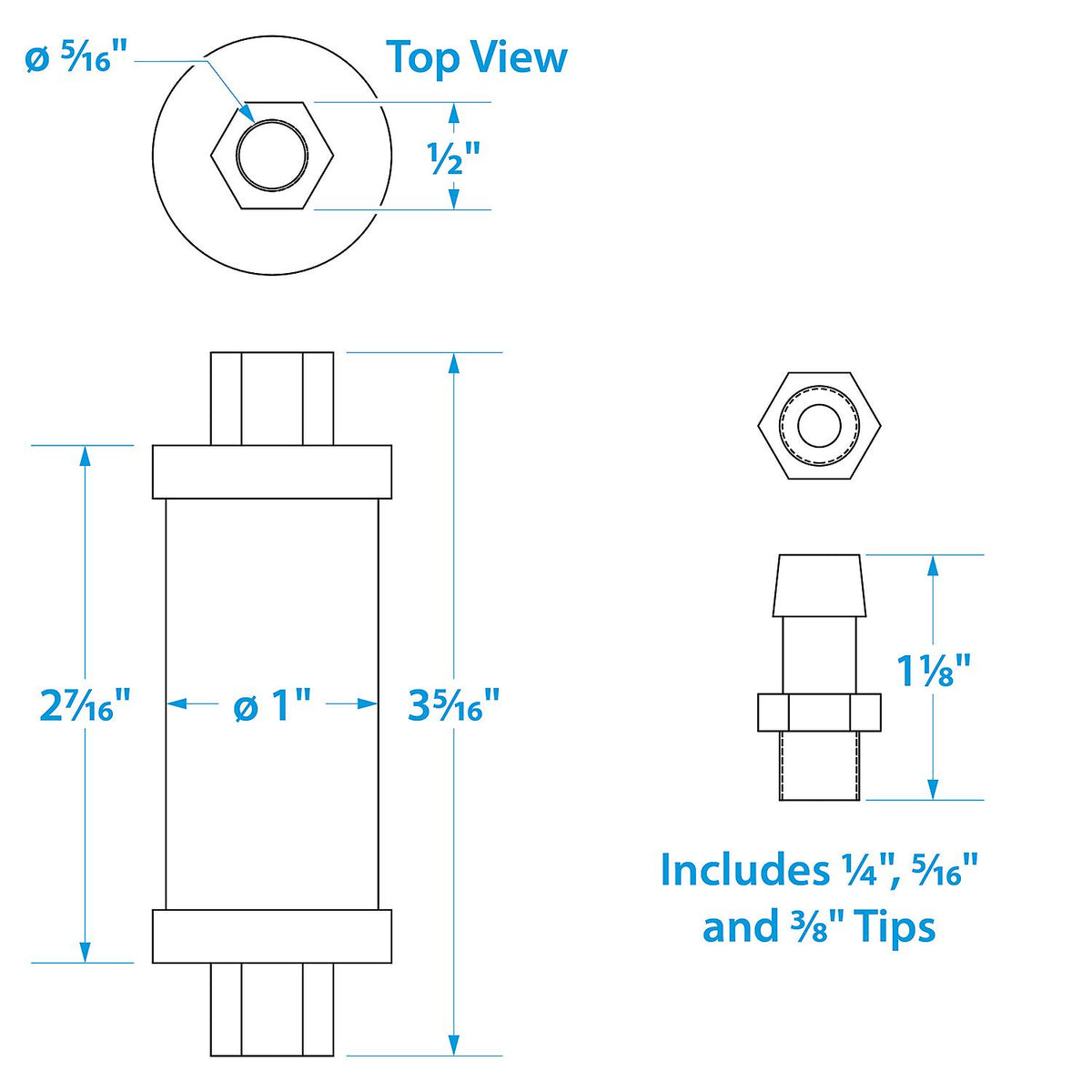in-Line Fuel Filter, Clear Body, Universal Fit