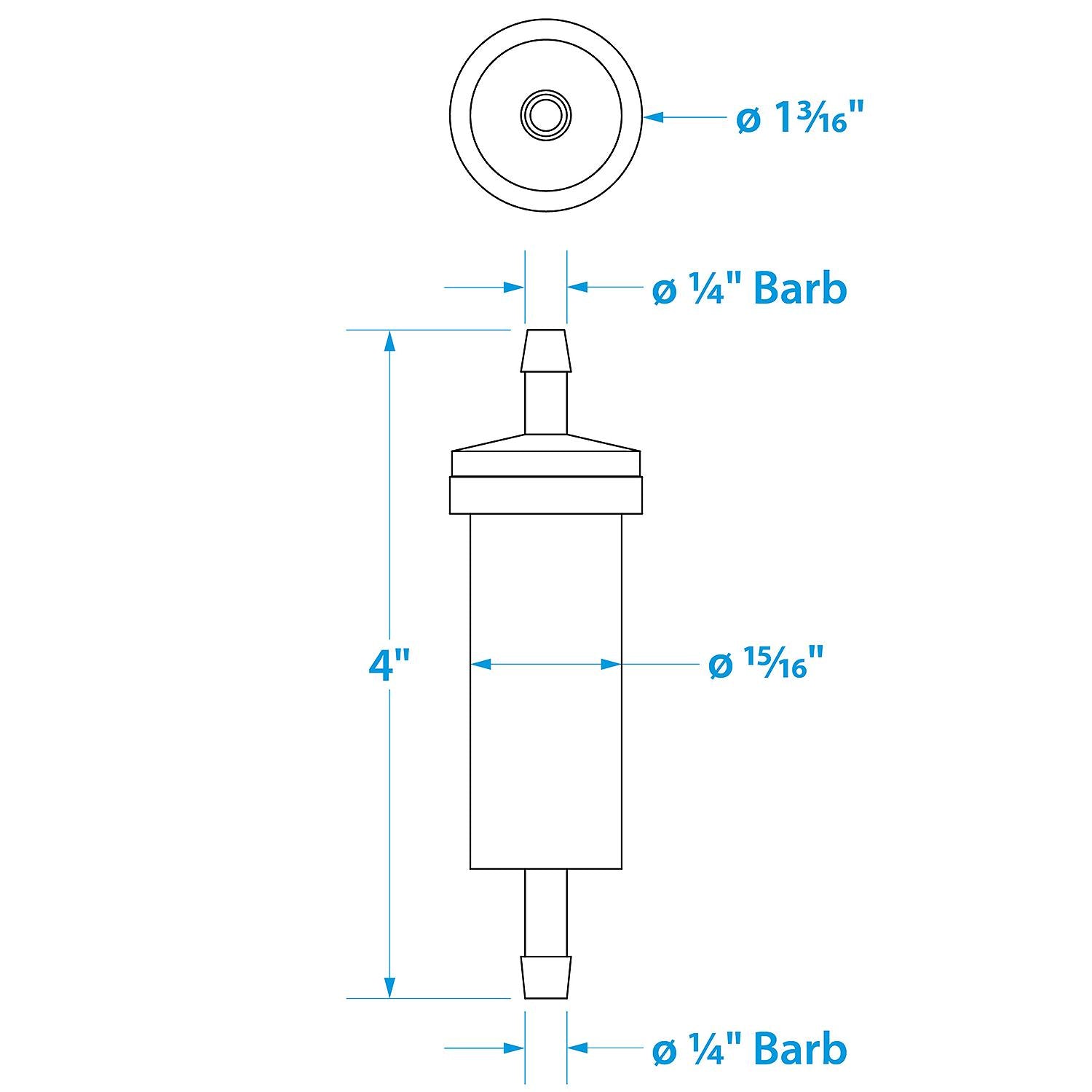 in-Line Fuel Filter, 1/4 in., Plastic, Outboard, 20 Micron
