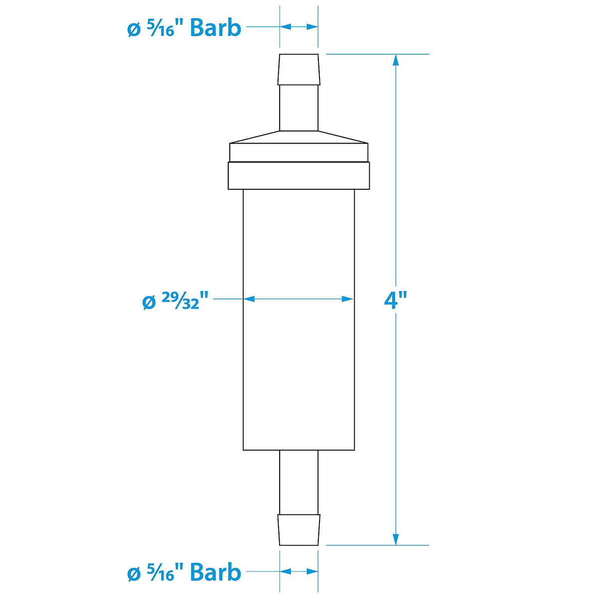 in-Line Fuel Filter, 5/16 in., Plastic, Outboard, 20 Micron