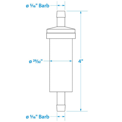 in-Line Fuel Filter, 5/16 in., Plastic, Outboard, 20 Micron