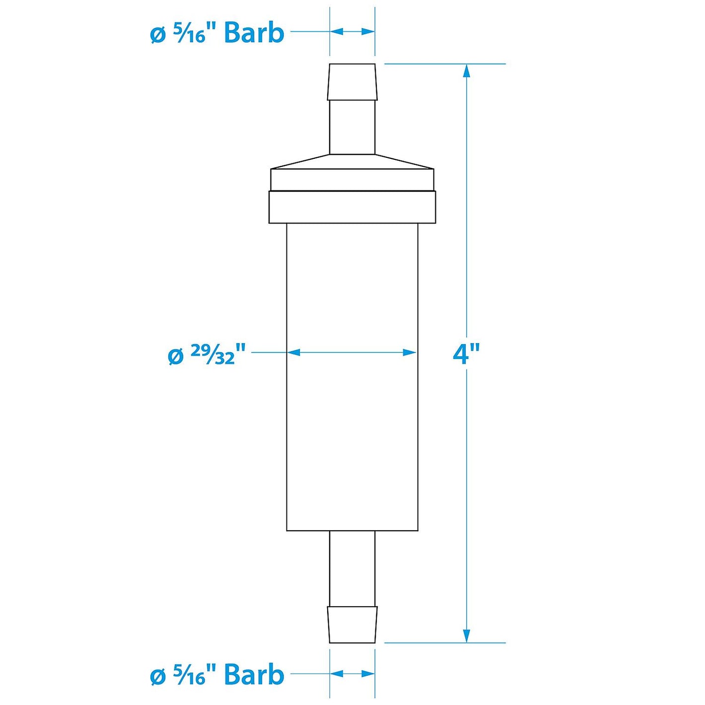 in-Line Fuel Filter, 5/16 in., Plastic, Outboard, 20 Micron