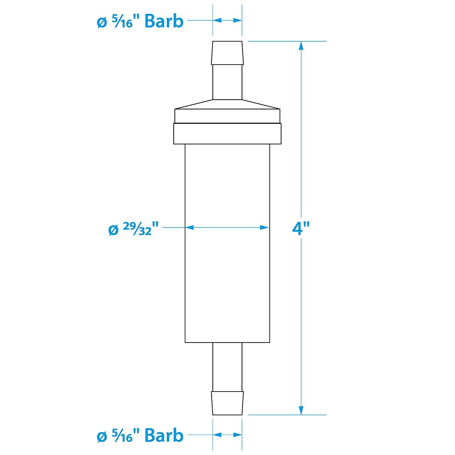 in-Line Fuel Filter, 5/16 in., Plastic, Outboard, 20 Micron