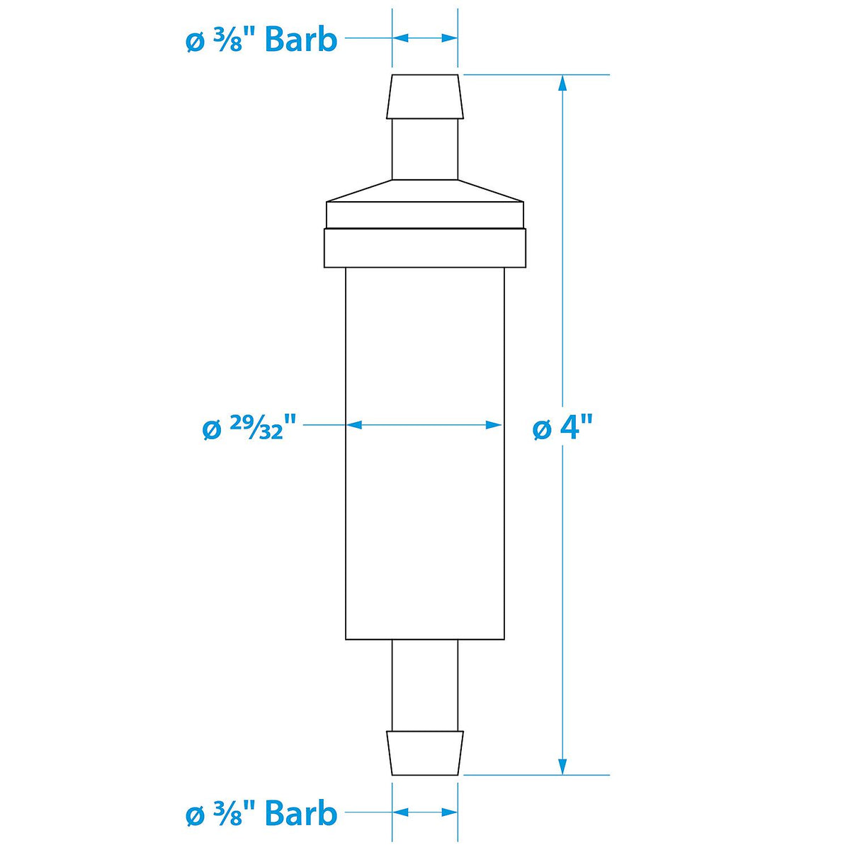 in-Line Fuel Filter, 3/8 in., Plastic, Outboard, 20 Micron