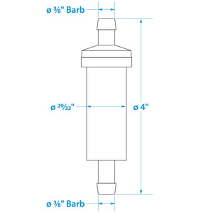 in-Line Fuel Filter, 3/8 in., Plastic, Outboard, 20 Micron