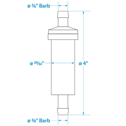 in-Line Fuel Filter, 3/8 in., Plastic, Outboard, 20 Micron