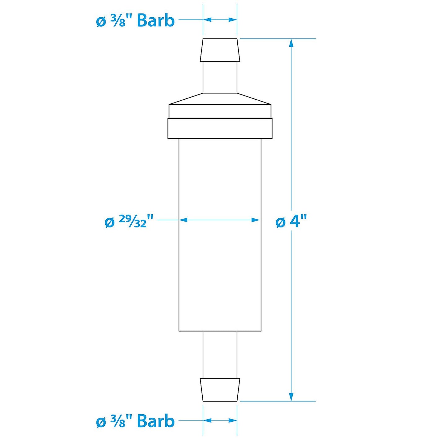 in-Line Fuel Filter, 3/8 in., Plastic, Outboard, 20 Micron