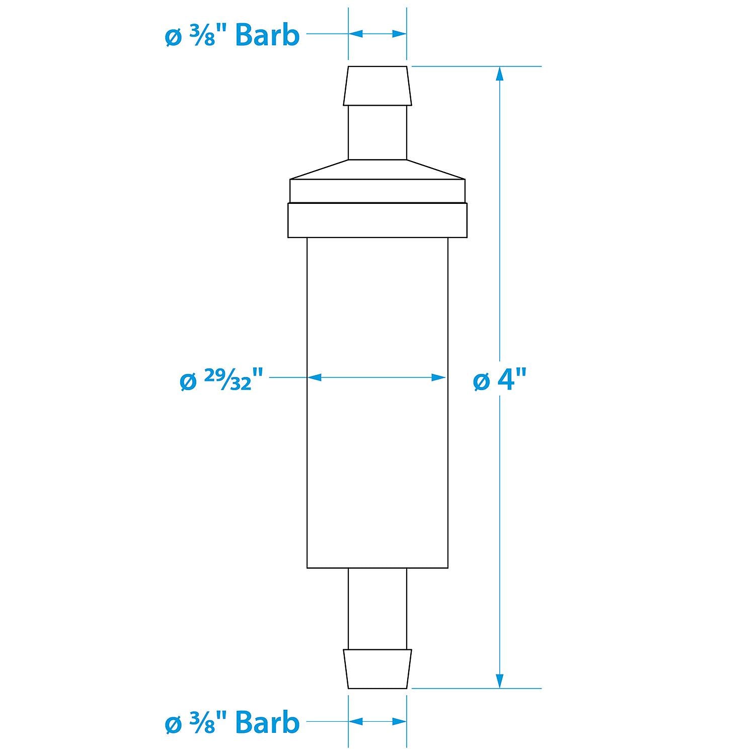 in-Line Fuel Filter, 3/8 in., Plastic, Outboard, 20 Micron