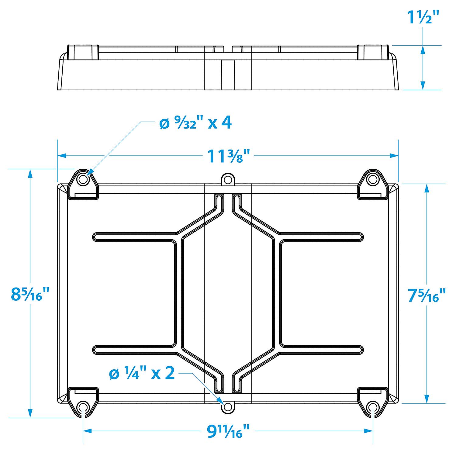 Group 24 Series Hold-Down Battery Tray, Black