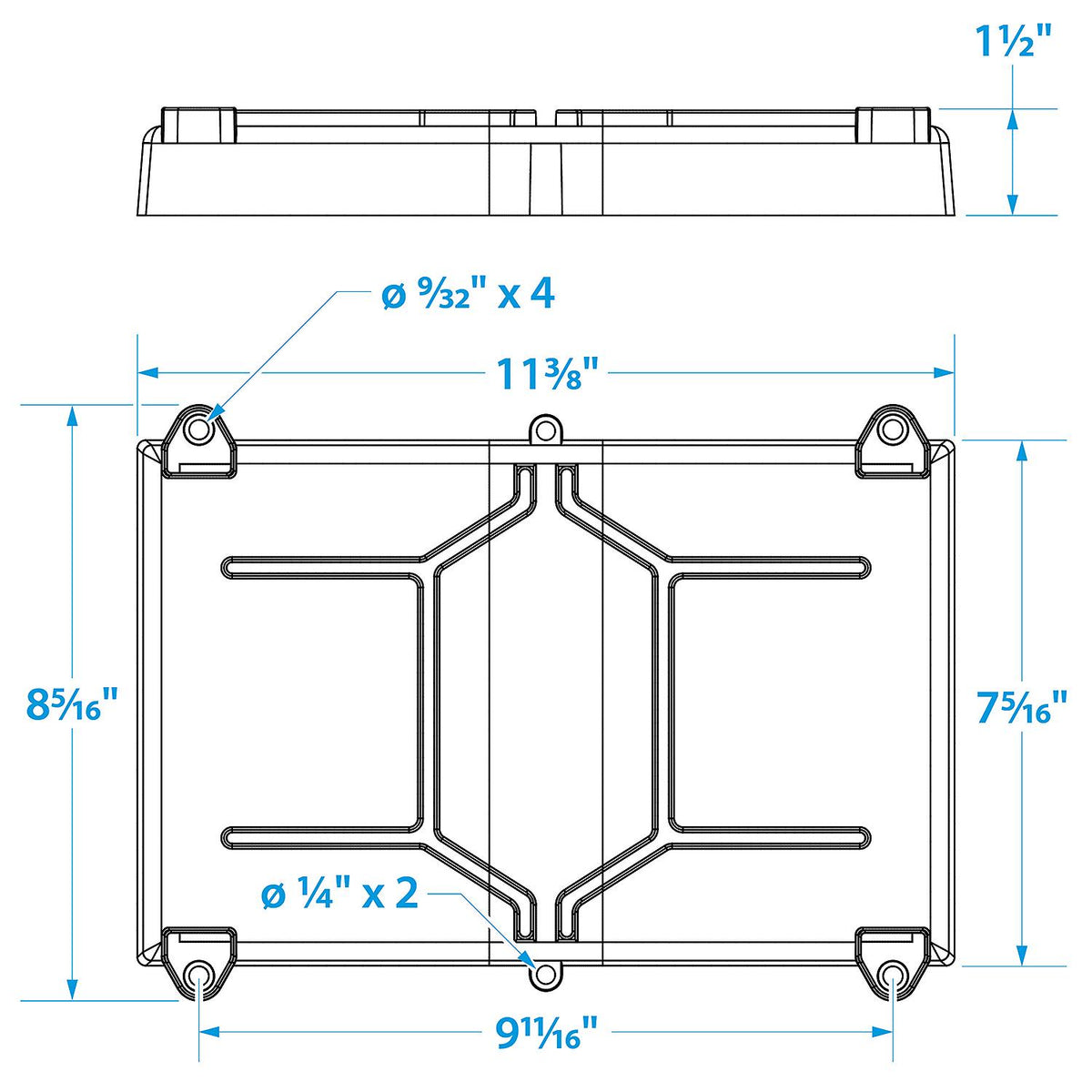 Group 24 Series Hold-Down Battery Tray, Black