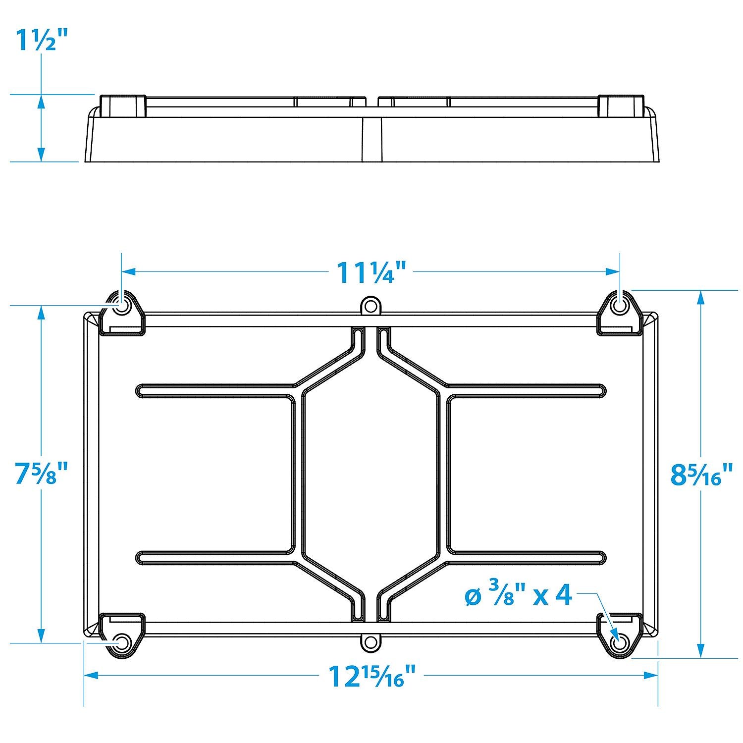 Group 27 Series Hold-Down Battery Tray, Black